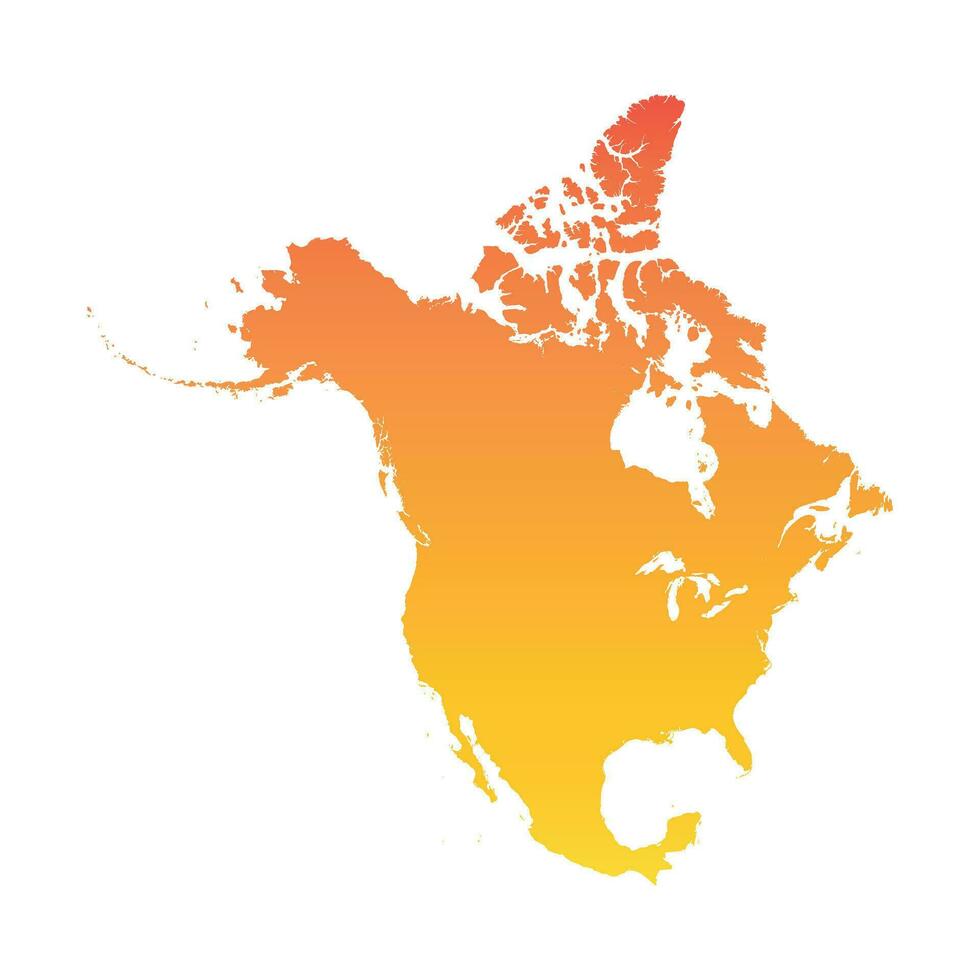 norte América mapa. colorida laranja vetor ilustração