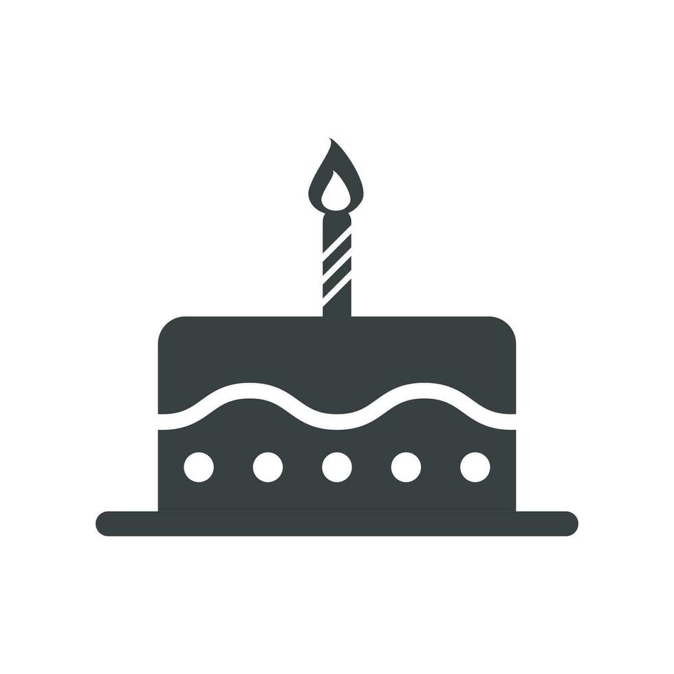 aniversário bolo plano ícone. fresco torta bolinho em branco fundo vetor