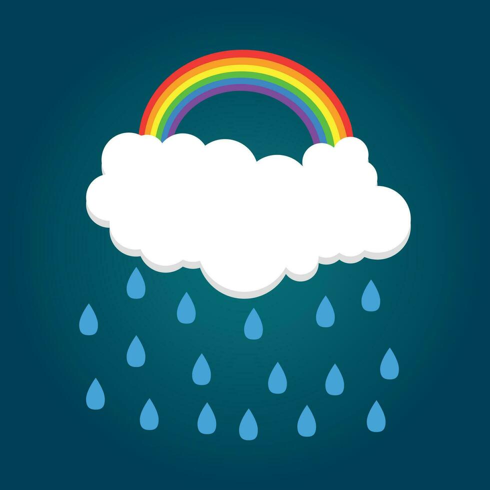 nuvem com arco Iris e chuva. vetor ilustração