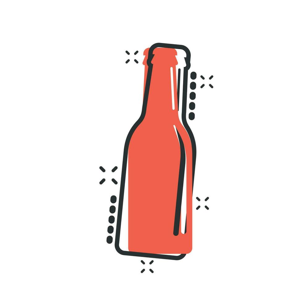 vinho de desenho vetorial, ícone de garrafa de cerveja em estilo cômico. pictograma de ilustração do conceito de garrafa de álcool. cerveja, vodka, conceito de efeito de respingo de negócios de vinho. vetor