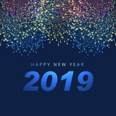 Celebração 2019 colorido feliz ano novo vetor de fundo