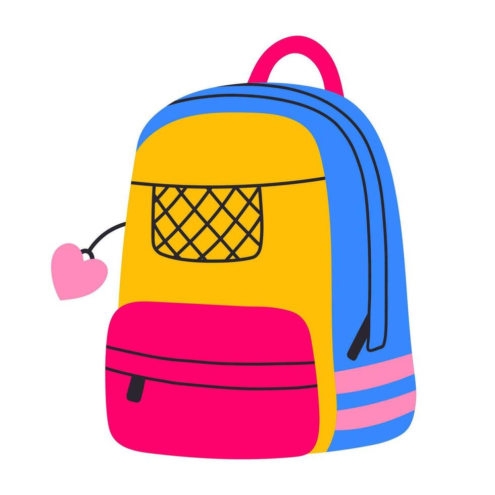 clássico anos 80 anos 90 mochila dentro moderno plano estilo. mão desenhado vetor ilustração. moda correção, distintivo, emblema. vetor ilustração