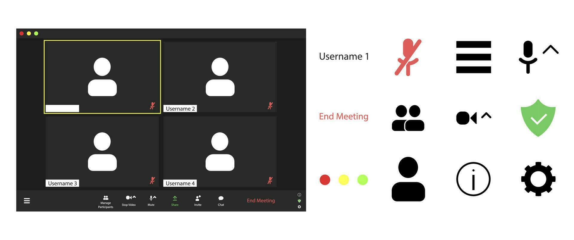 conectados conferência aterrissagem página para 6 pessoas. virtual webinário, reunião, diálogo, conversação, evento. 3 diferente ilustração opções. vetor