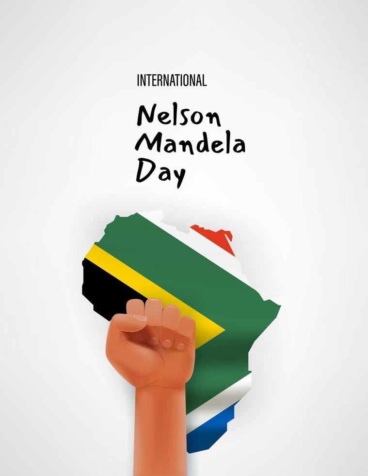 conceito internacional de vetor do dia nelson mandela com a silhueta da bandeira e do continente africano