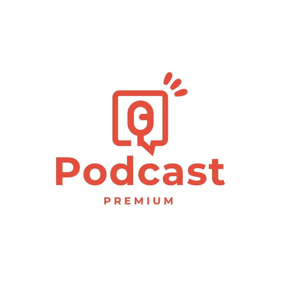 podcast usando microfone logotipo ícone modelo vetor