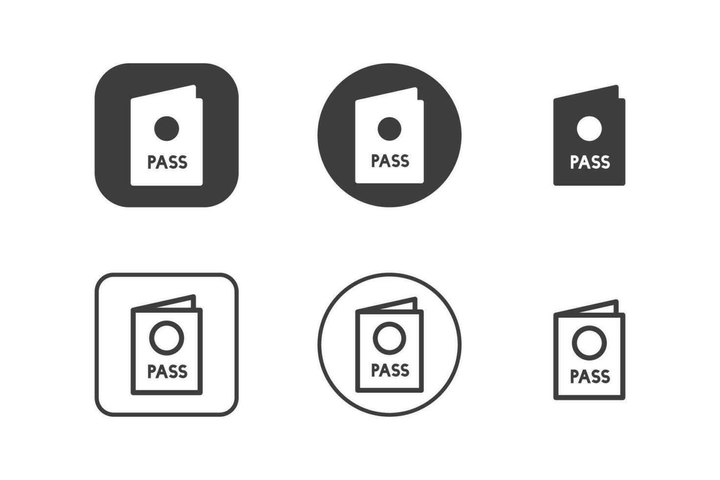 Passaporte ícone Projeto 6 variações. viagem ícones definir, isolado em branco fundo. vetor