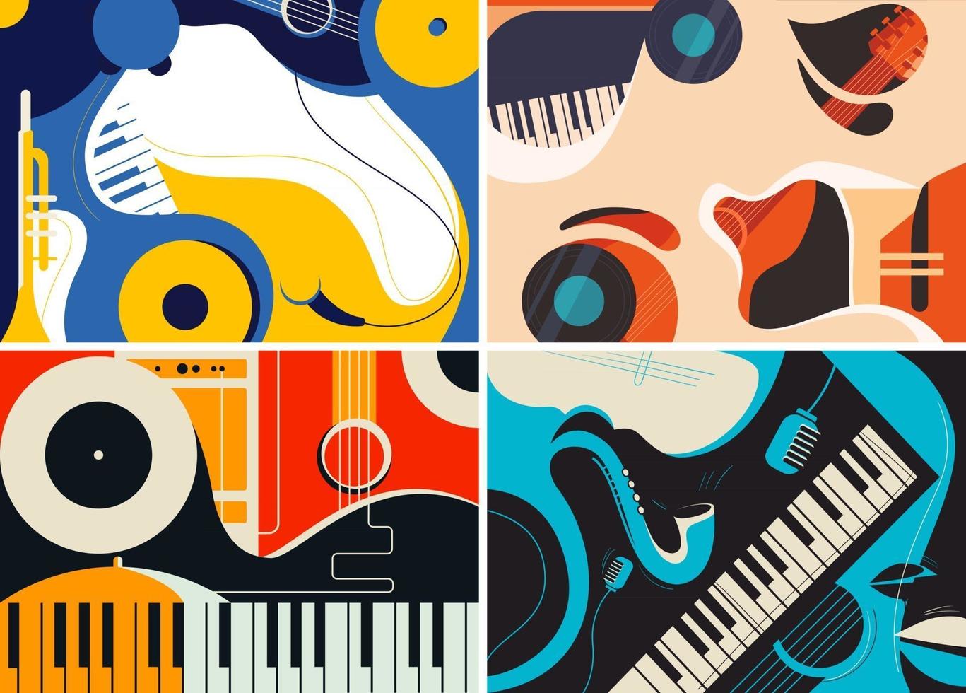 coleção de banners de jazz vetor
