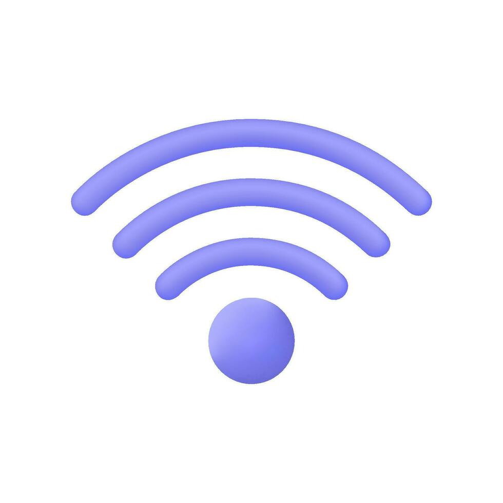 3d Wi-fi sinal ícone dentro desenho animado estilo. a conceito do uma Boa rede conexão sinal. vetor ilustração isolado em branco fundo.