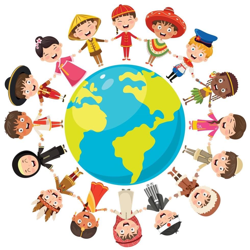 círculo de crianças felizes de diferentes raças vetor