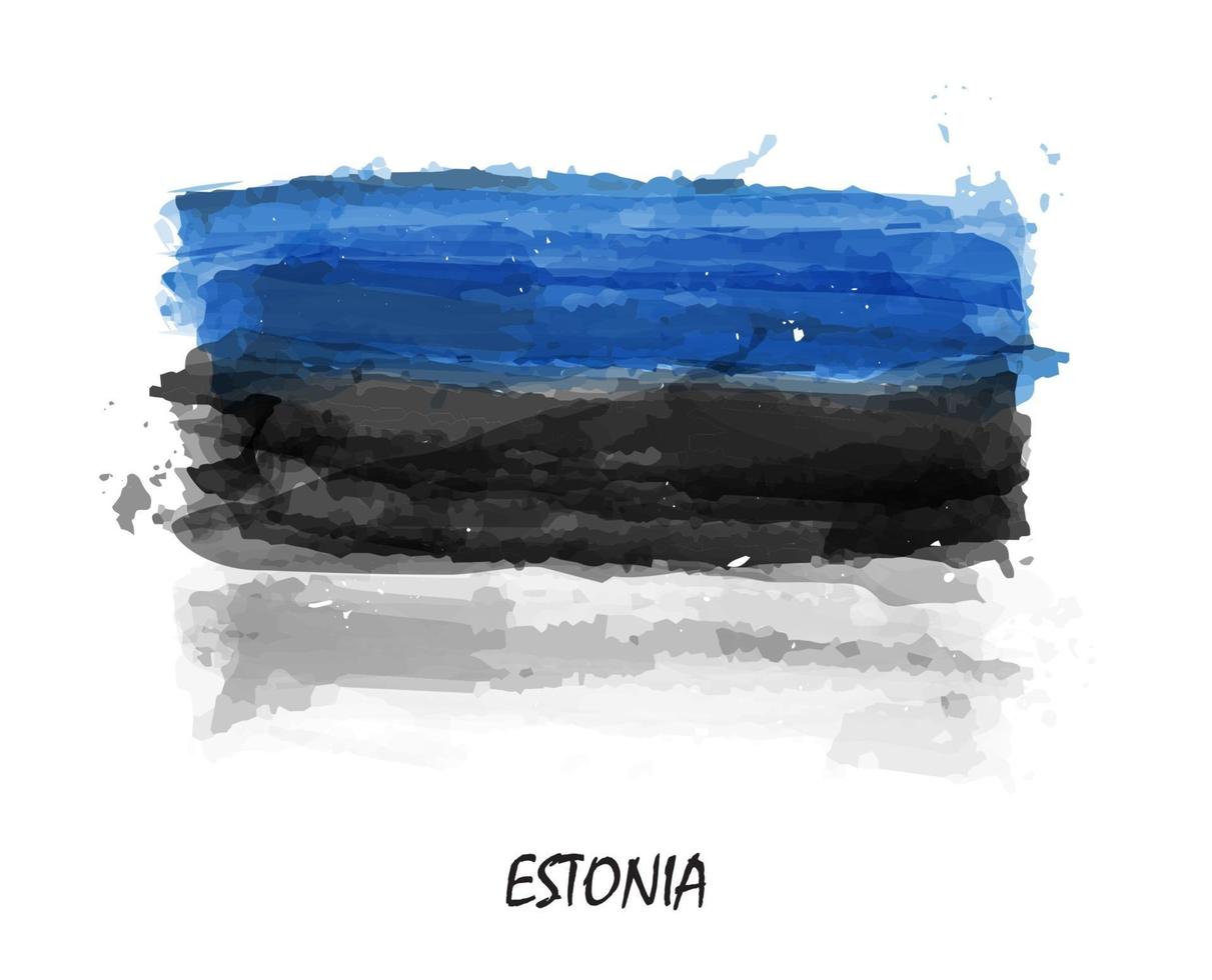 Bandeira de aquarela pintura realista da Estônia. vetor. vetor