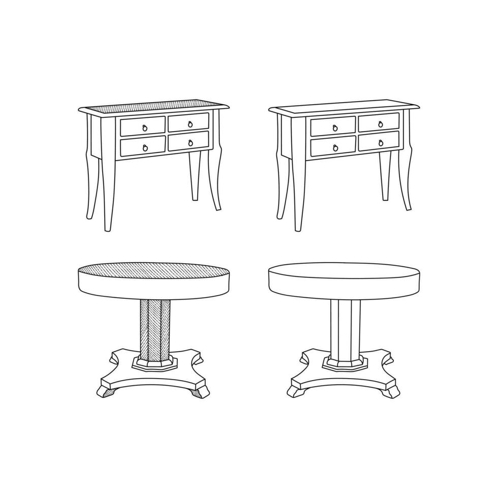 conjunto do Antiguidade mesa moderno abstrato mobília logotipo. vetor ilustração Projeto modelo