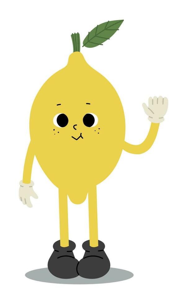 limão personagem solteiro fofa em uma branco fundo vetor ilustração