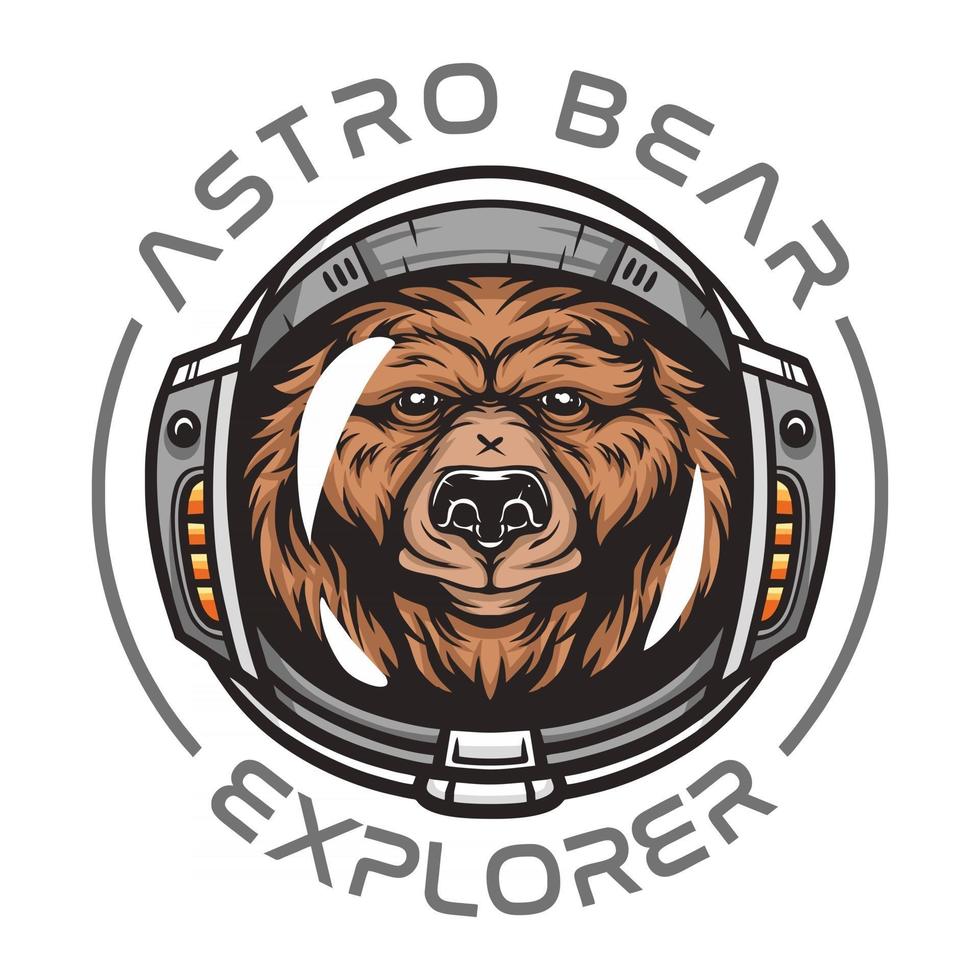 Urso astronauta, animal selvagem vestindo traje espacial ilustração de animal selvagem para vetor de camiseta premium