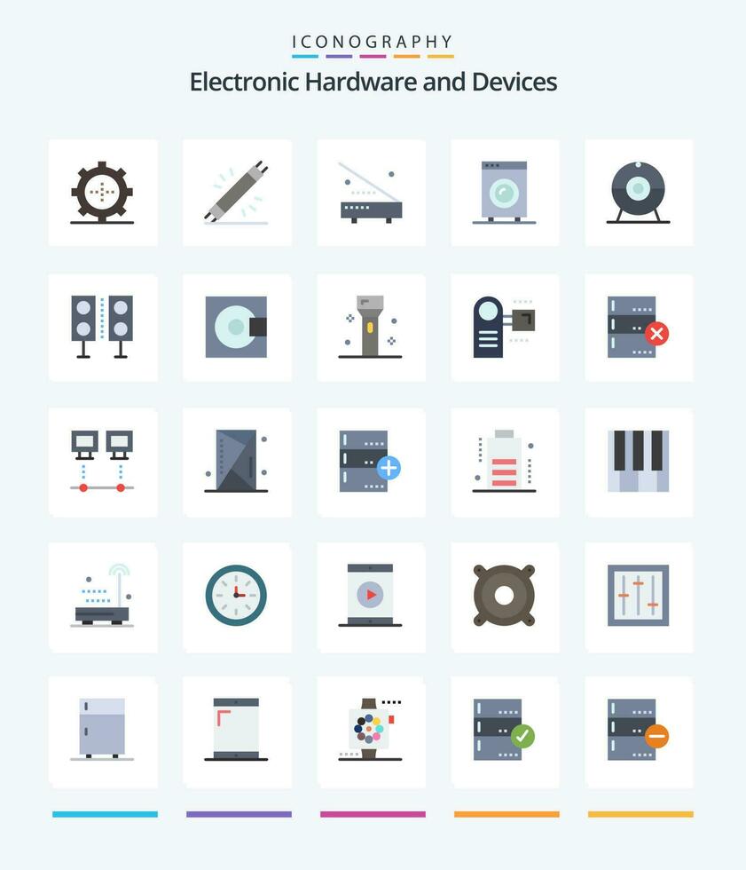 criativo dispositivos 25 plano ícone pacote tal Como dispositivos. palestrante. hardware. produtos. dispositivos vetor