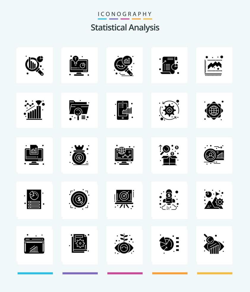 criativo estatístico análise 25 glifo sólido Preto ícone pacote tal Como gráfico. estatística. gráfico análise. torta. gráfico vetor