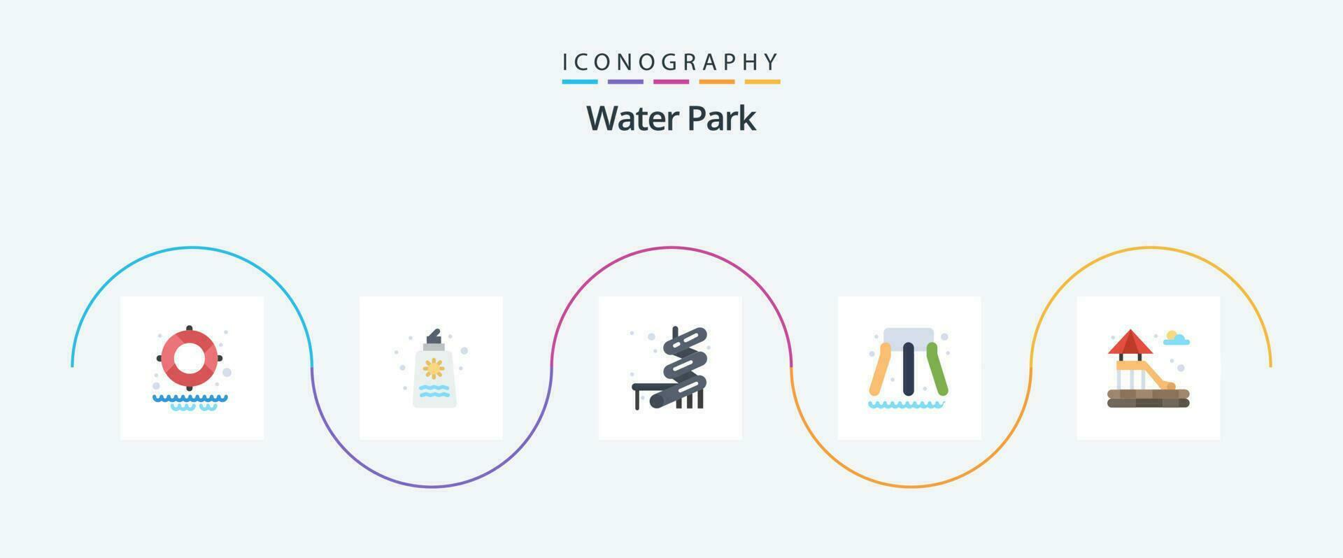 água parque plano 5 ícone pacote Incluindo . slider. vetor