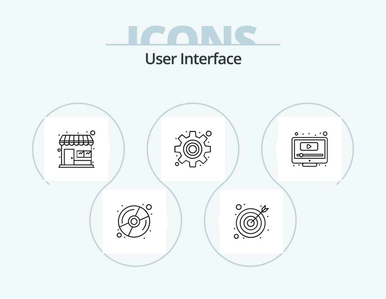 do utilizador interface linha ícone pacote 5 ícone Projeto. ampliação. lupa. ideia. YouTube. jogar vetor