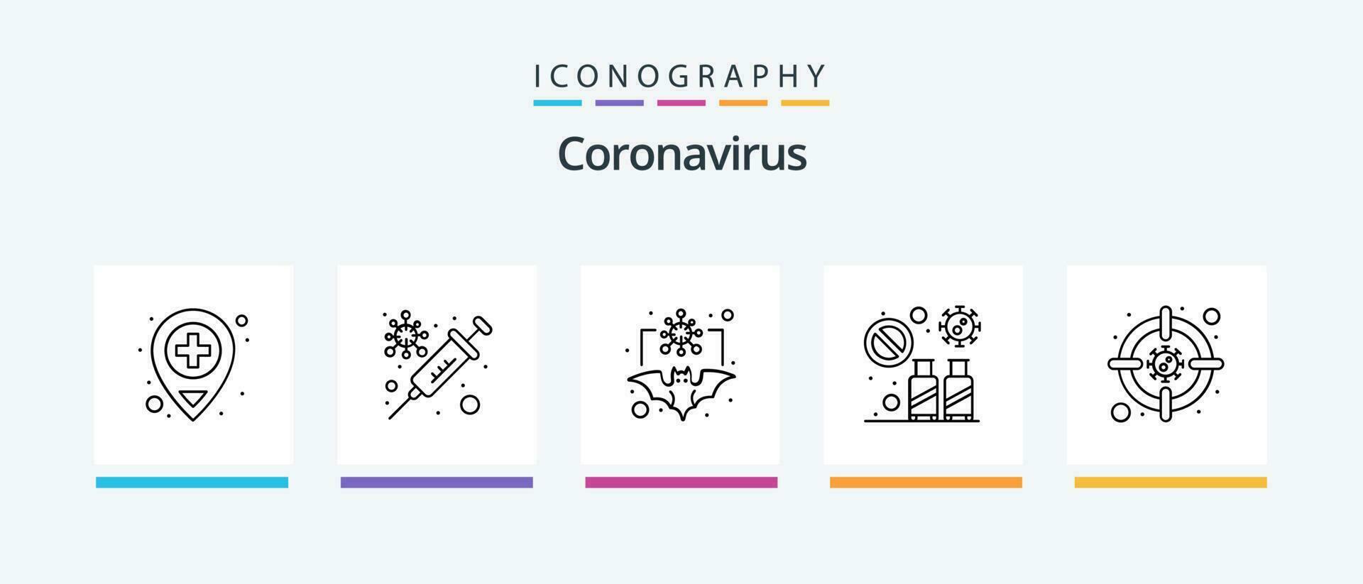 coronavírus linha 5 ícone pacote Incluindo temperatura. frio. amostra. vírus. metro. criativo ícones Projeto vetor