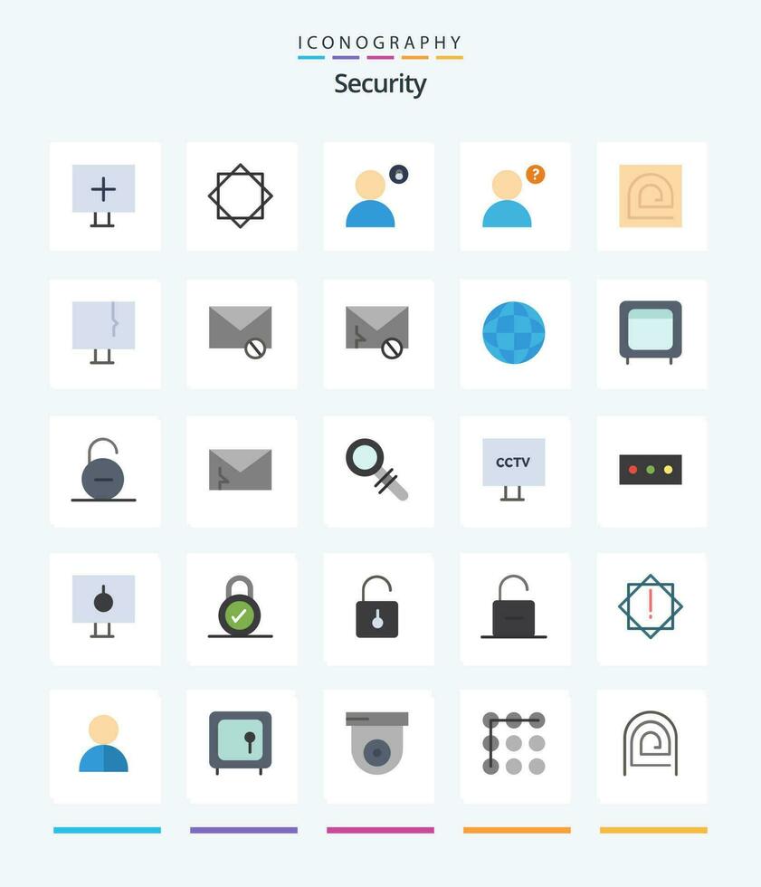 criativo segurança 25 plano ícone pacote tal Como impressão digital. bloquear. conta. perfil. perfil vetor