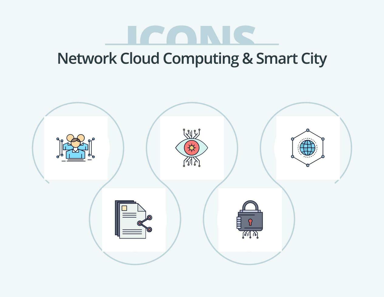 rede nuvem Informática e inteligente cidade linha preenchidas ícone pacote 5 ícone Projeto. dados. nuvem. conexão. claro. eletricidade vetor