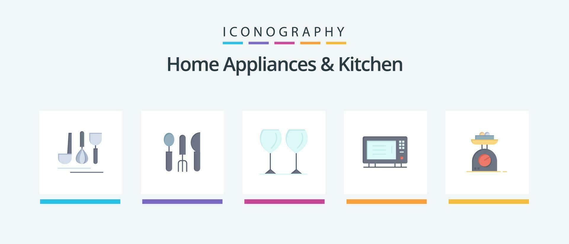 casa eletrodomésticos e cozinha plano 5 ícone pacote Incluindo . peso. elétrico. pesagem. máquina. criativo ícones Projeto vetor
