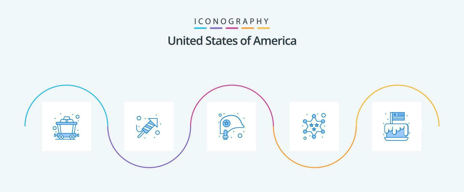 EUA azul 5 ícone pacote Incluindo independência. festival. capacete. estrela. militares vetor