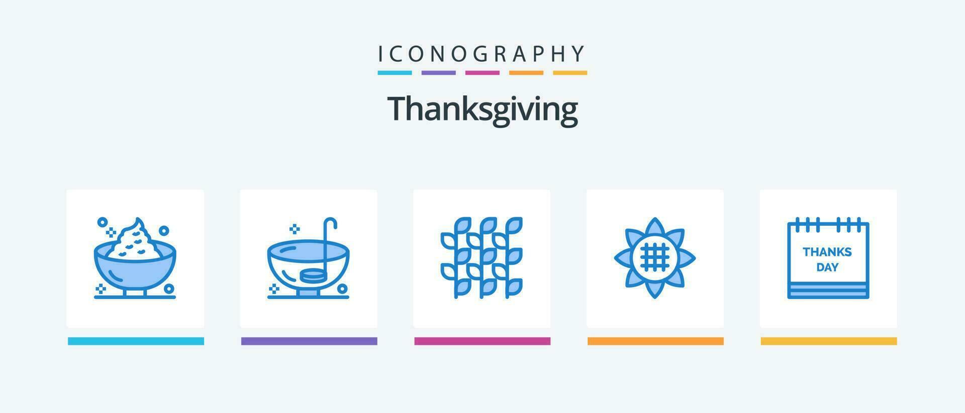 Ação de graças azul 5 ícone pacote Incluindo girassol. flora. soco. painço. grão. criativo ícones Projeto vetor