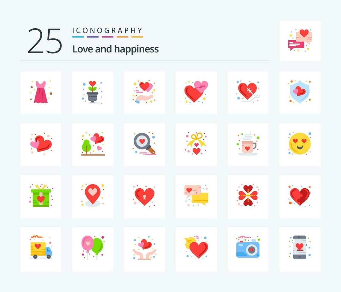amor 25 plano cor ícone pacote Incluindo coração. amor corações gesto. amar. emojis vetor