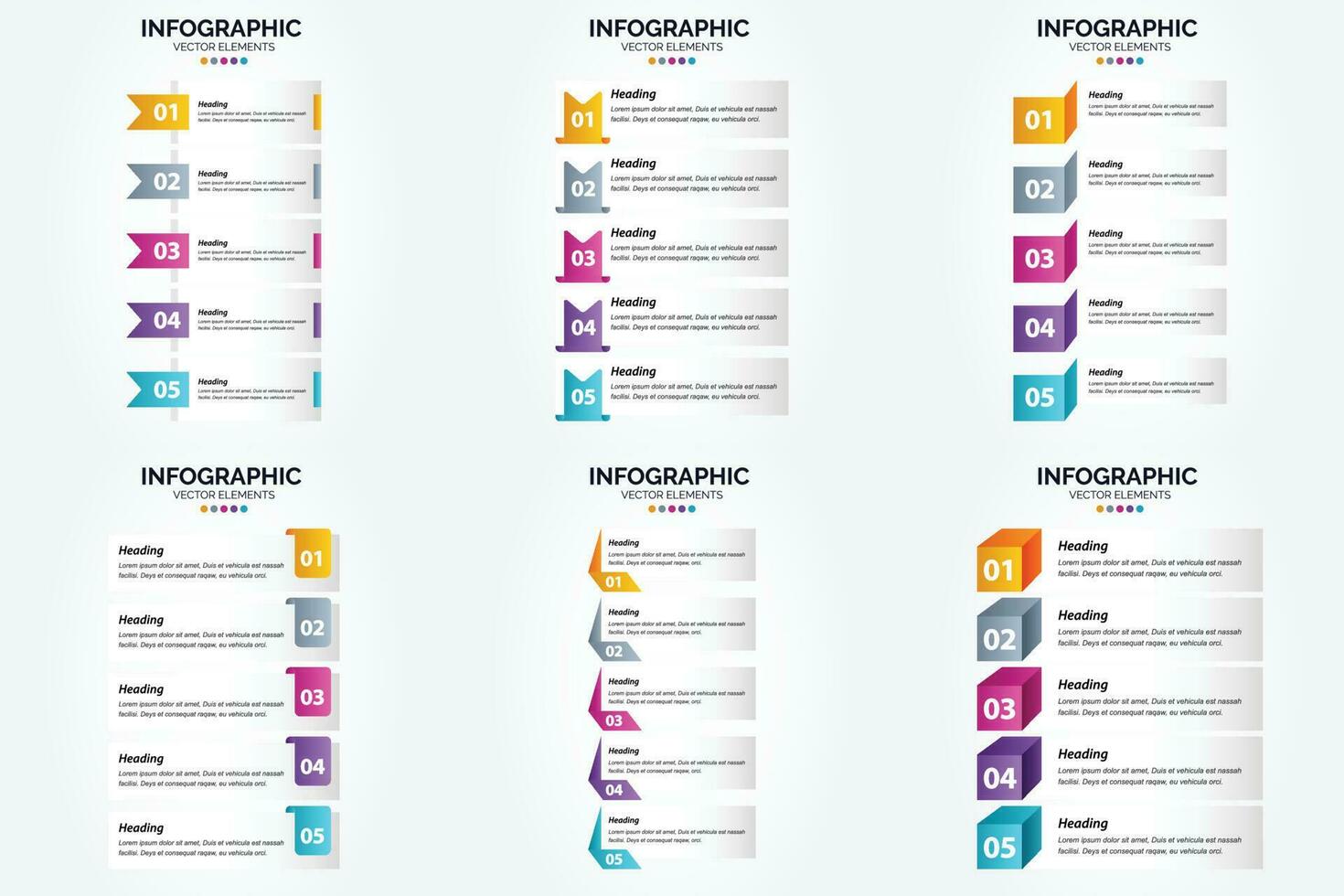 conjunto de design plano de infográficos de ilustração vetorial para folheto publicitário e revista vetor