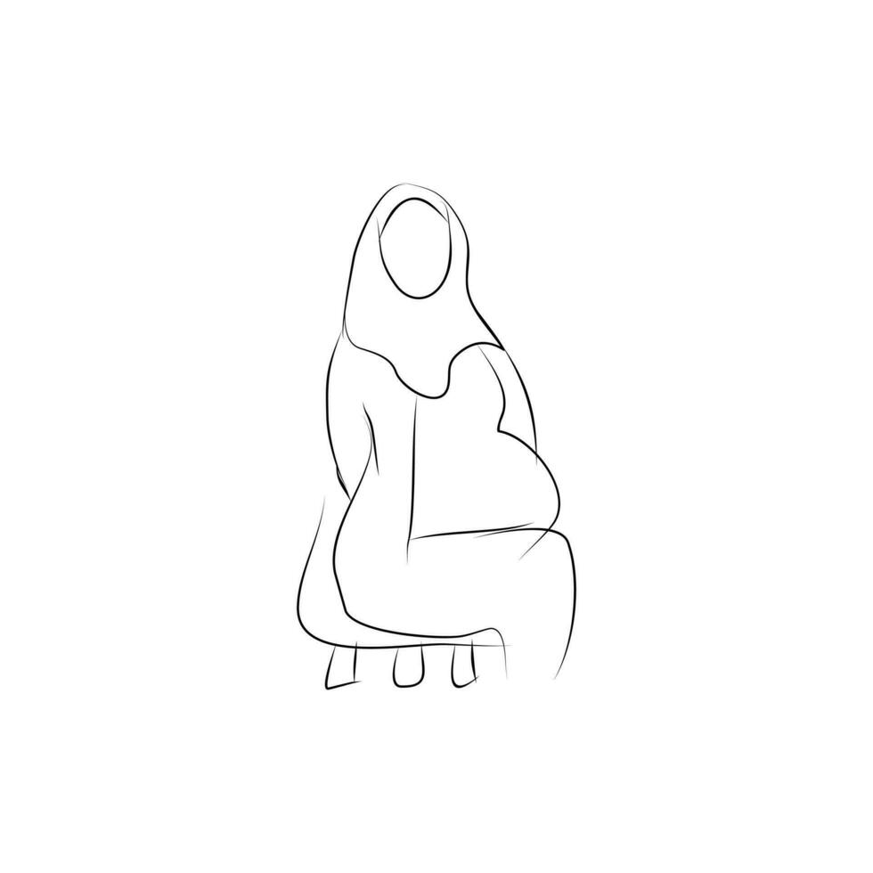 ilustração e linha arte do grávida mulheres vetor