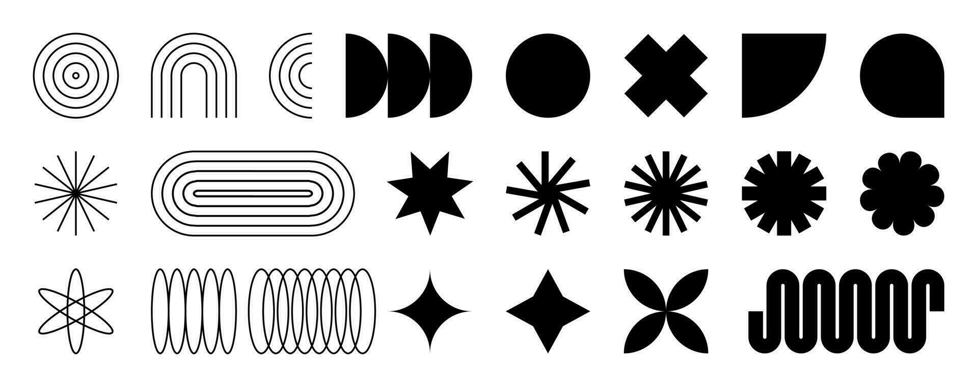 conjunto do geométrico Preto e branco simples figuras, formas. vetor
