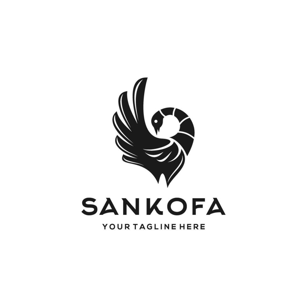 Sankofa pássaro logotipo Projeto - vetor ilustração, Sankofa pássaro emblema Projeto em uma branco fundo. adequado para seu Projeto precisar, logotipo, ilustração, animação, etc.