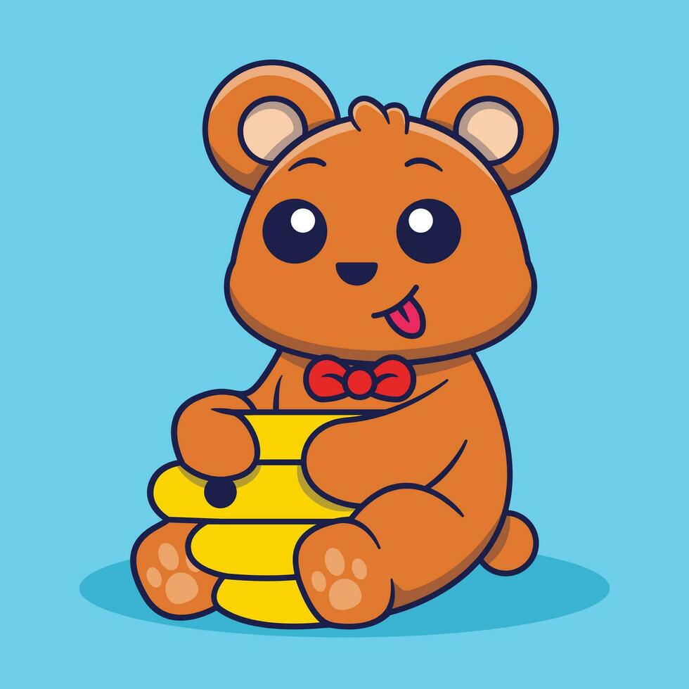 fofa Urso com querida mascote logotipo vetor ilustração