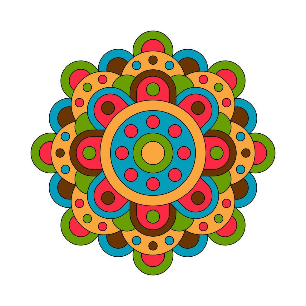 vetor mão desenhado rabisco mandala colorida ornamento.