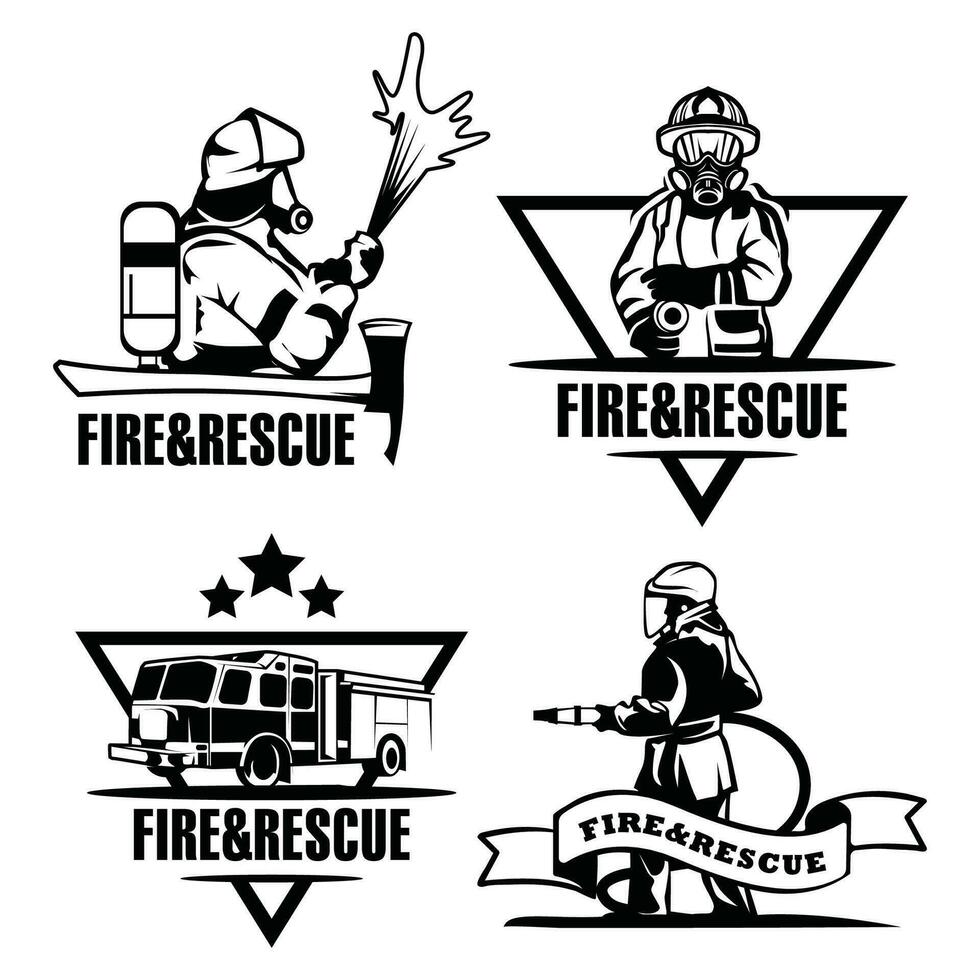retro bombeiro logotipo agrupar modelo. vetor