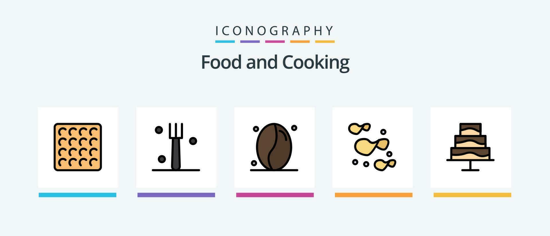 Comida linha preenchidas 5 ícone pacote Incluindo . waffle. Comida. caixa. criativo ícones Projeto vetor