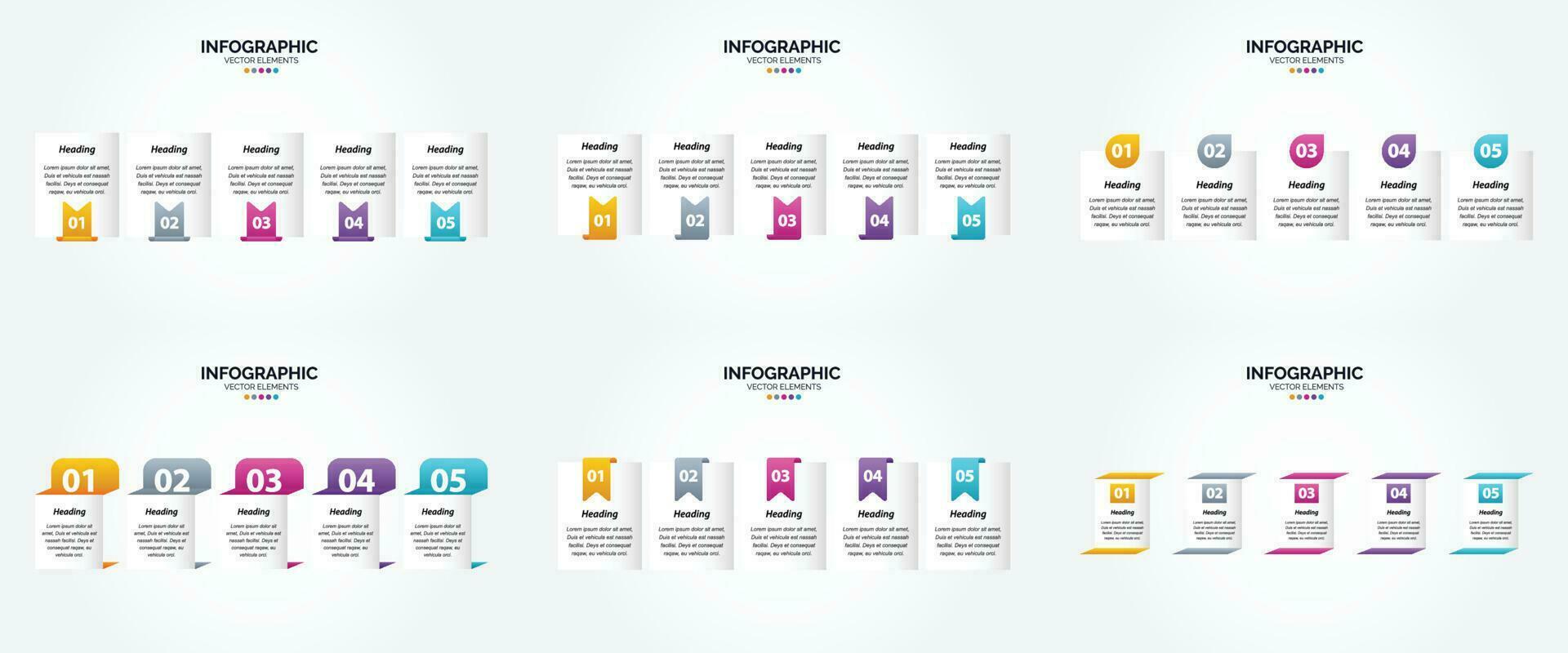 conjunto de design plano de infográficos de ilustração vetorial para folheto publicitário e revista vetor