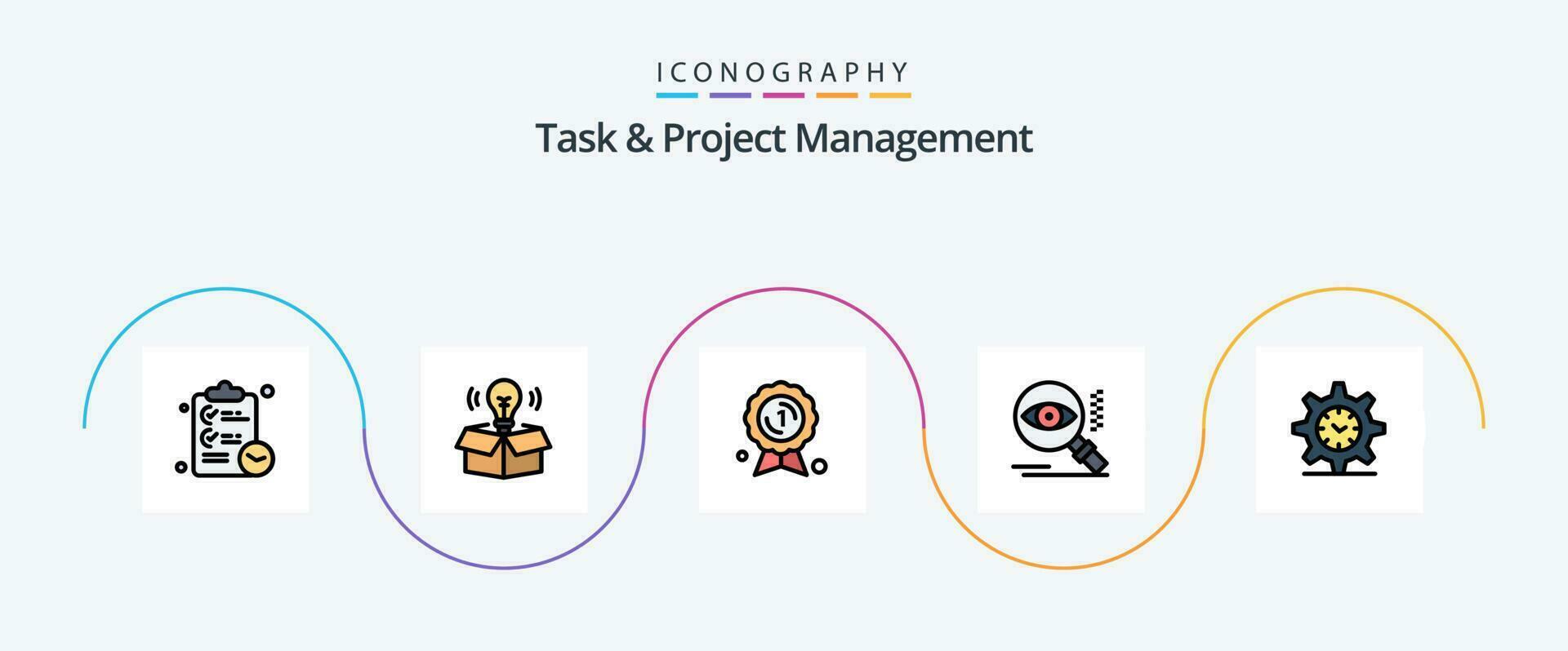 tarefa e projeto gestão linha preenchidas plano 5 ícone pacote Incluindo contexto. encontrar. prêmio. visualizar. olho vetor