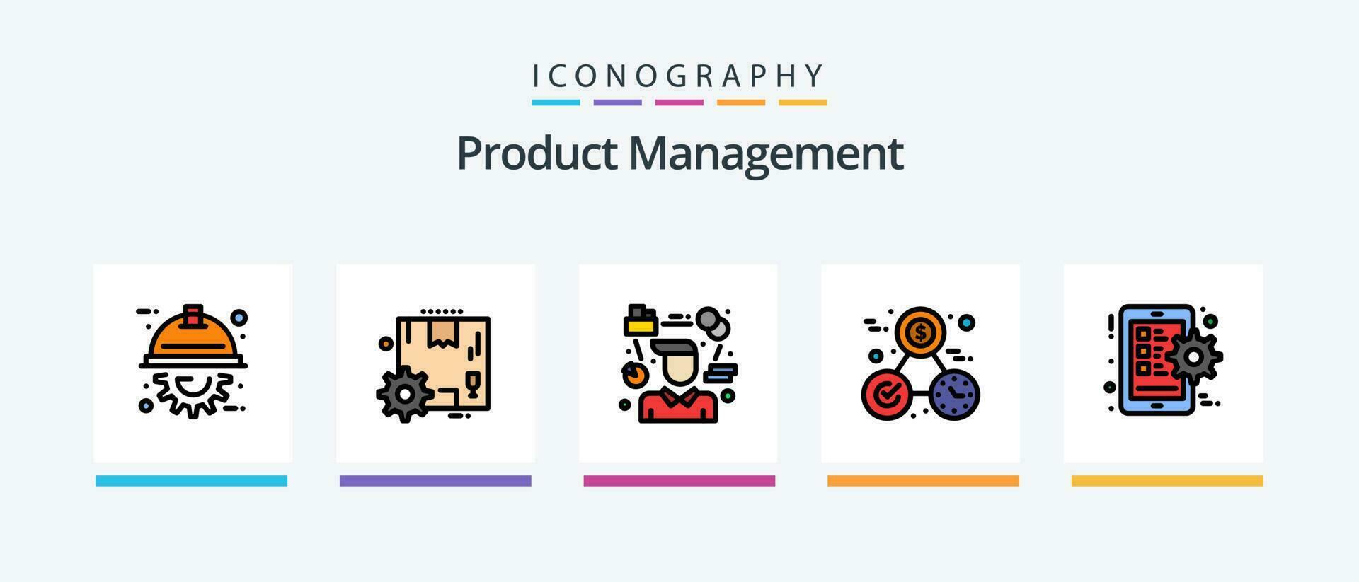 produtos gestão linha preenchidas 5 ícone pacote Incluindo gerenciamento. dados. tecnologia. negócios. pacote. criativo ícones Projeto vetor