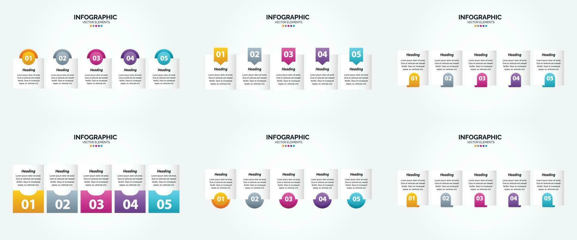 conjunto de design plano de infográficos de ilustração vetorial para folheto publicitário e revista vetor