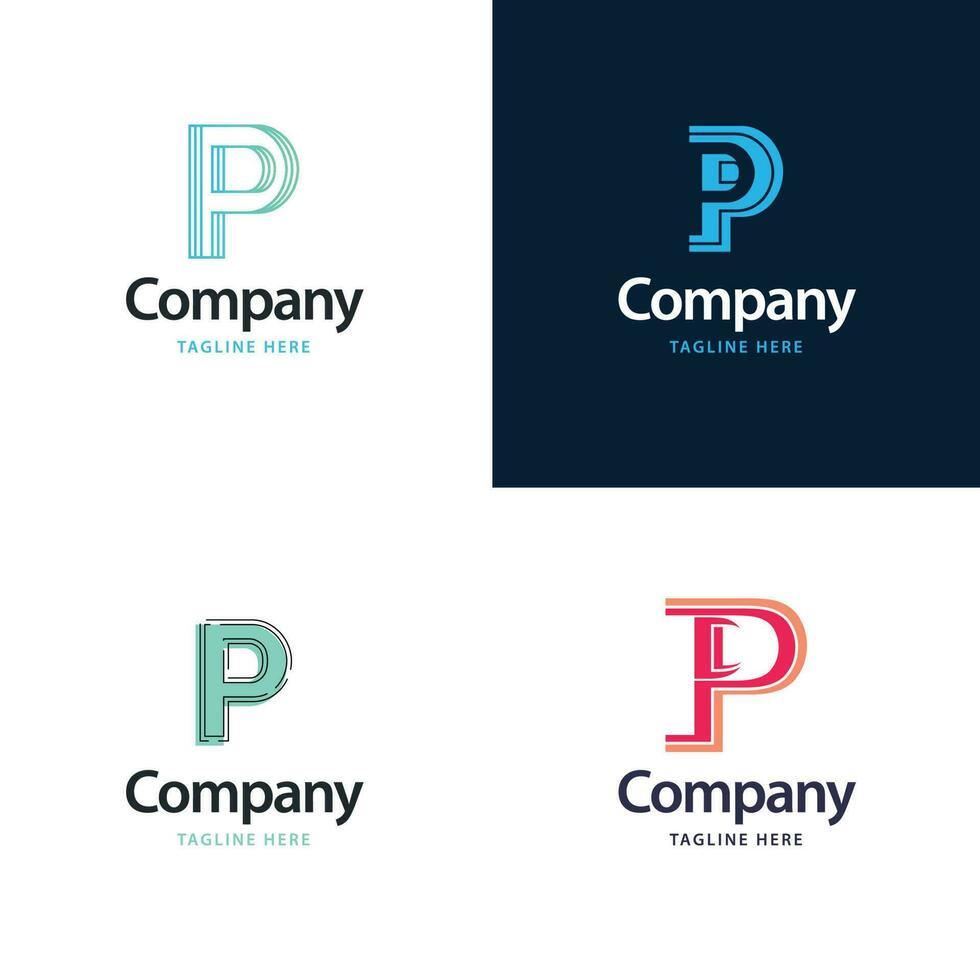 letra p design de pacote de logotipo grande design criativo de logotipos modernos para o seu negócio vetor