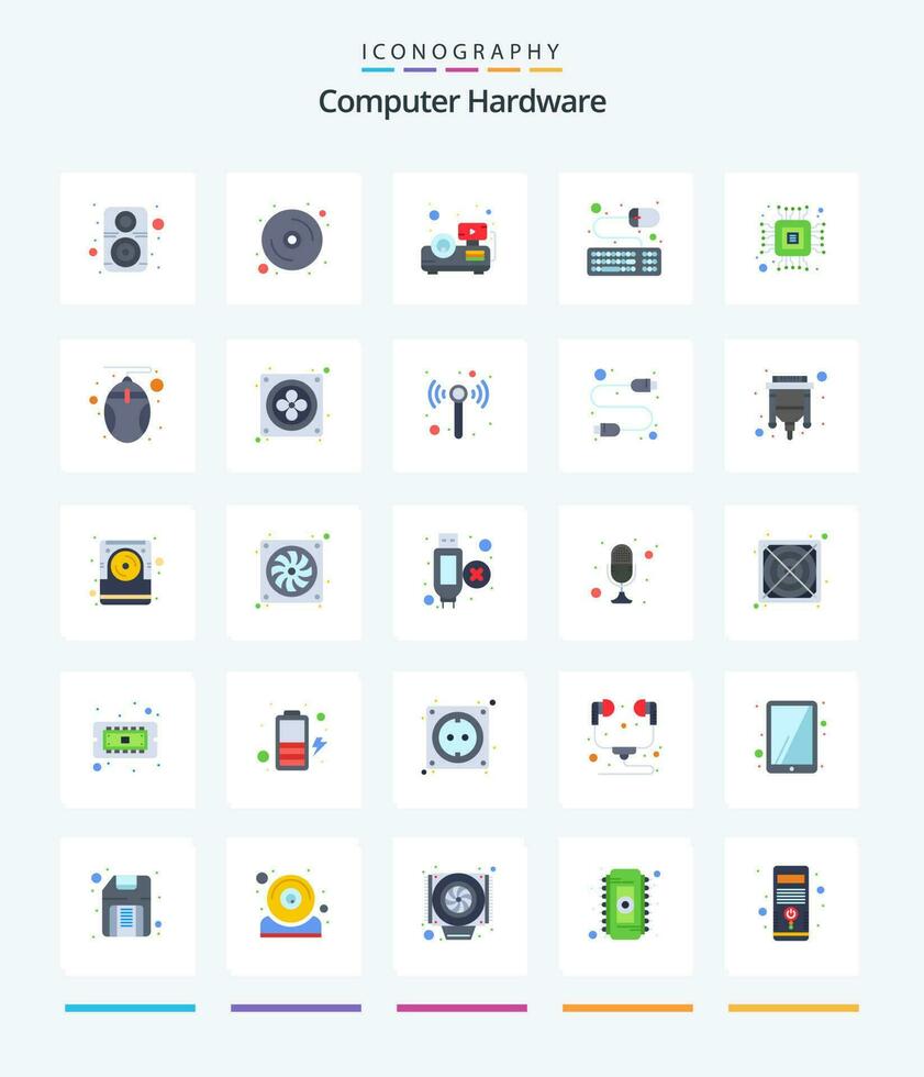 criativo computador hardware 25 plano ícone pacote tal Como computador. computador. projetor. lasca. teclado vetor