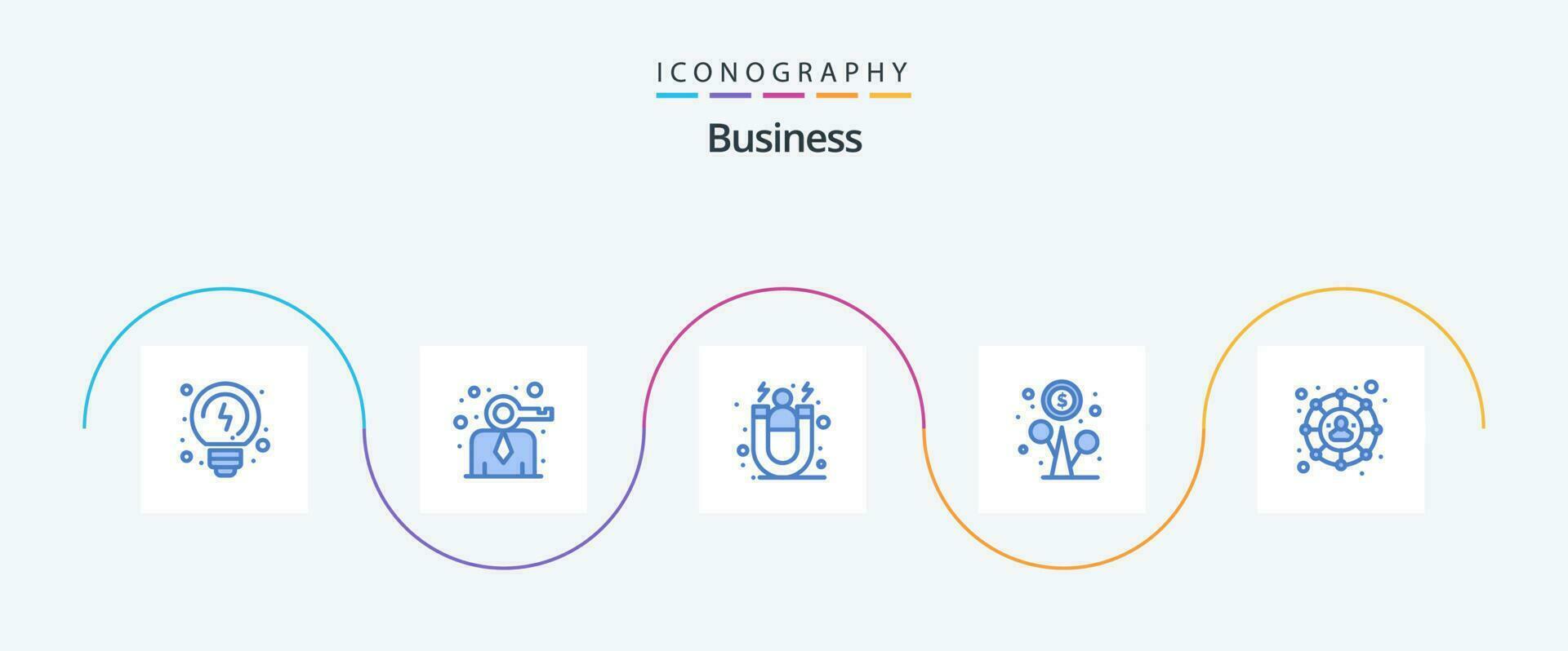 o negócio azul 5 ícone pacote Incluindo social rede. conexões. cliente. dinheiro. flor vetor