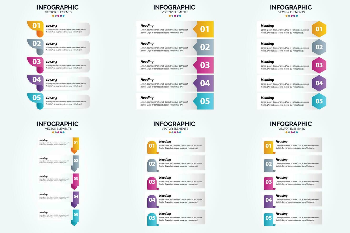 conjunto de design plano de infográficos de ilustração vetorial para folheto publicitário e revista vetor