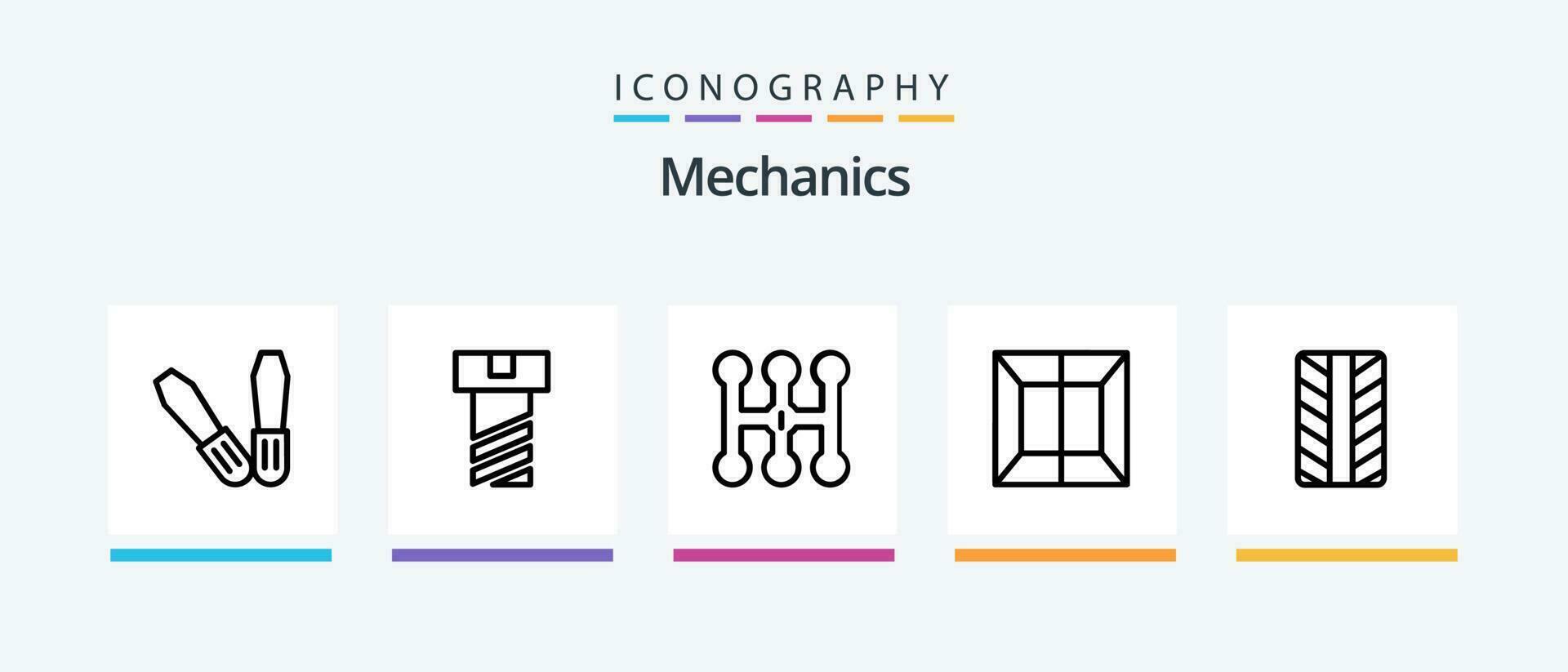 mecânica linha 5 ícone pacote Incluindo . ferramenta. pneus. contexto. mecânico. criativo ícones Projeto vetor