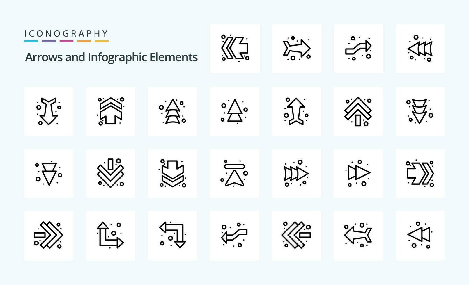 pacote de ícones de linha de 25 setas vetor