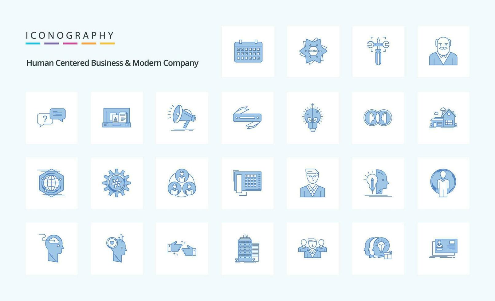 25 humano centrado o negócio e moderno companhia azul ícone pacote vetor