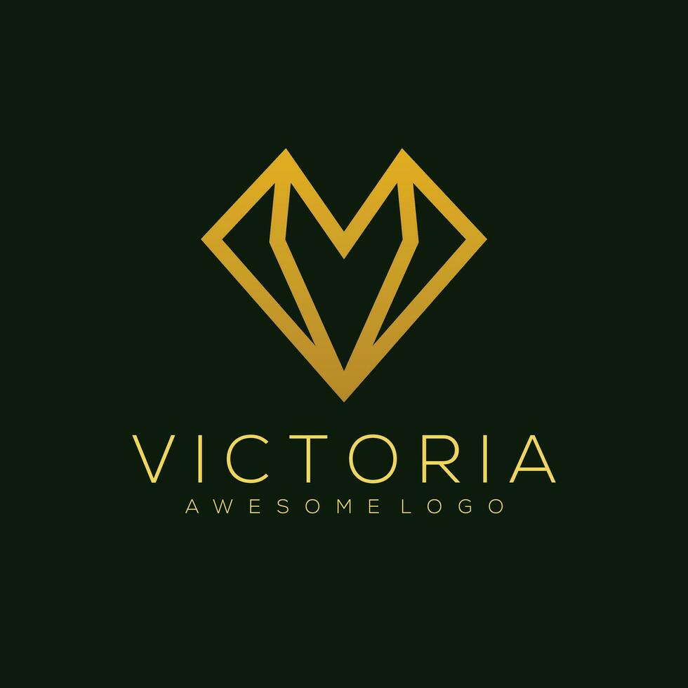 carta v amor luxo logotipo modelo cor vetor