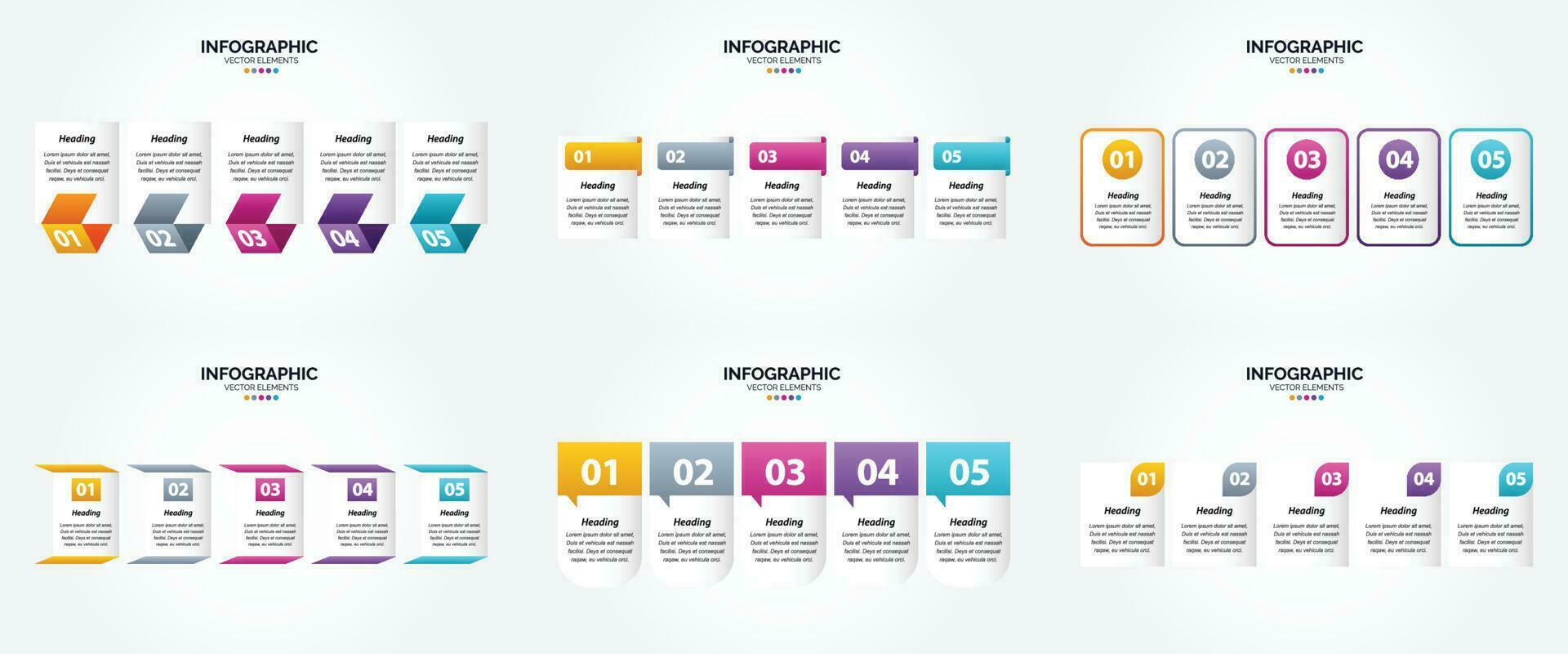 conjunto de design plano de infográficos de ilustração vetorial para folheto publicitário e revista vetor