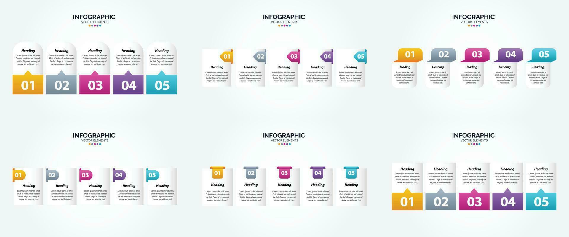 conjunto de design plano de infográficos de ilustração vetorial para folheto publicitário e revista vetor